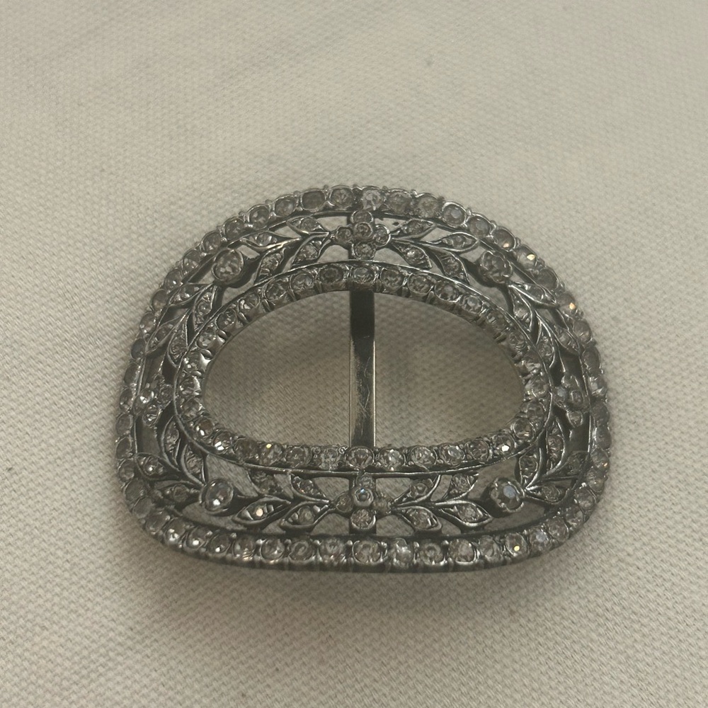 Gorgeous  Antique French Victorian  Buckle -Crystals Floral design Modele depose